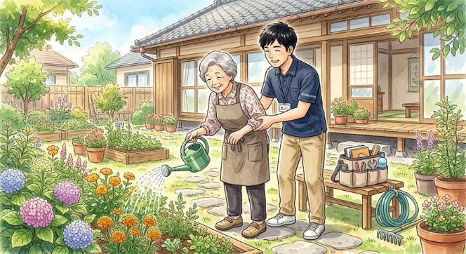 屋外歩行練習の様子